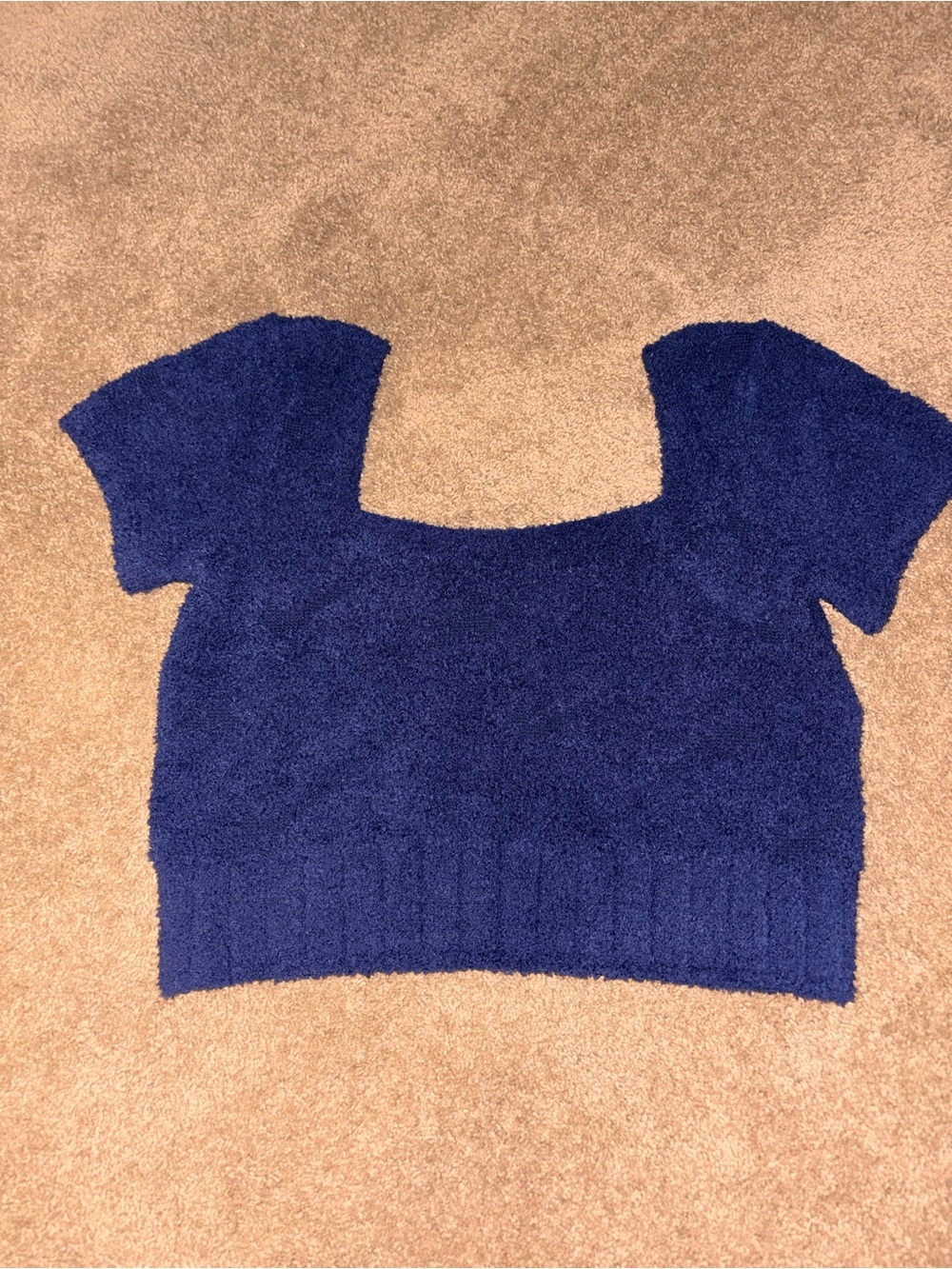 Nike Cozy Navy Square-Neck Short Sleeve Crop Top